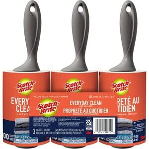 Scotch-Brite Lint Roller,Clothing, Furniture, 3 Rollers, 100 Sheets per Roller